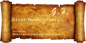 Girst Honóriusz névjegykártya